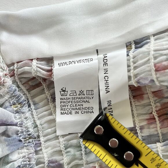 70/21 Ruffle Trim Floral Print Crop Top Womens Size Large with Puff Sleeves NWT - Picture 9 of 14